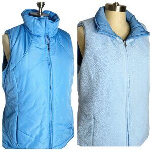 IZOD Reversible Vest Womens Size XL Blue Puffer Fleece Full Zip
